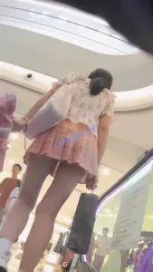 『D·D』-218-粉色超短百褶裙，少妇，浅蓝内