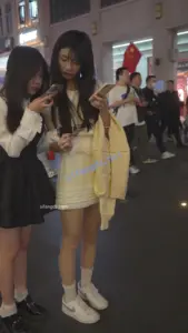 (BC-AA-465)白裙小姐姐逛街..肉色丝袜排队被抄底白色窄内